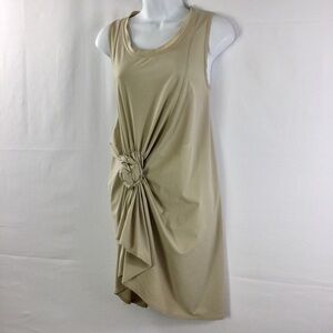 Vintage 90’s Tadaski Italy Tan Sleeveless Front Knot Bodycon Mini Dress Size M